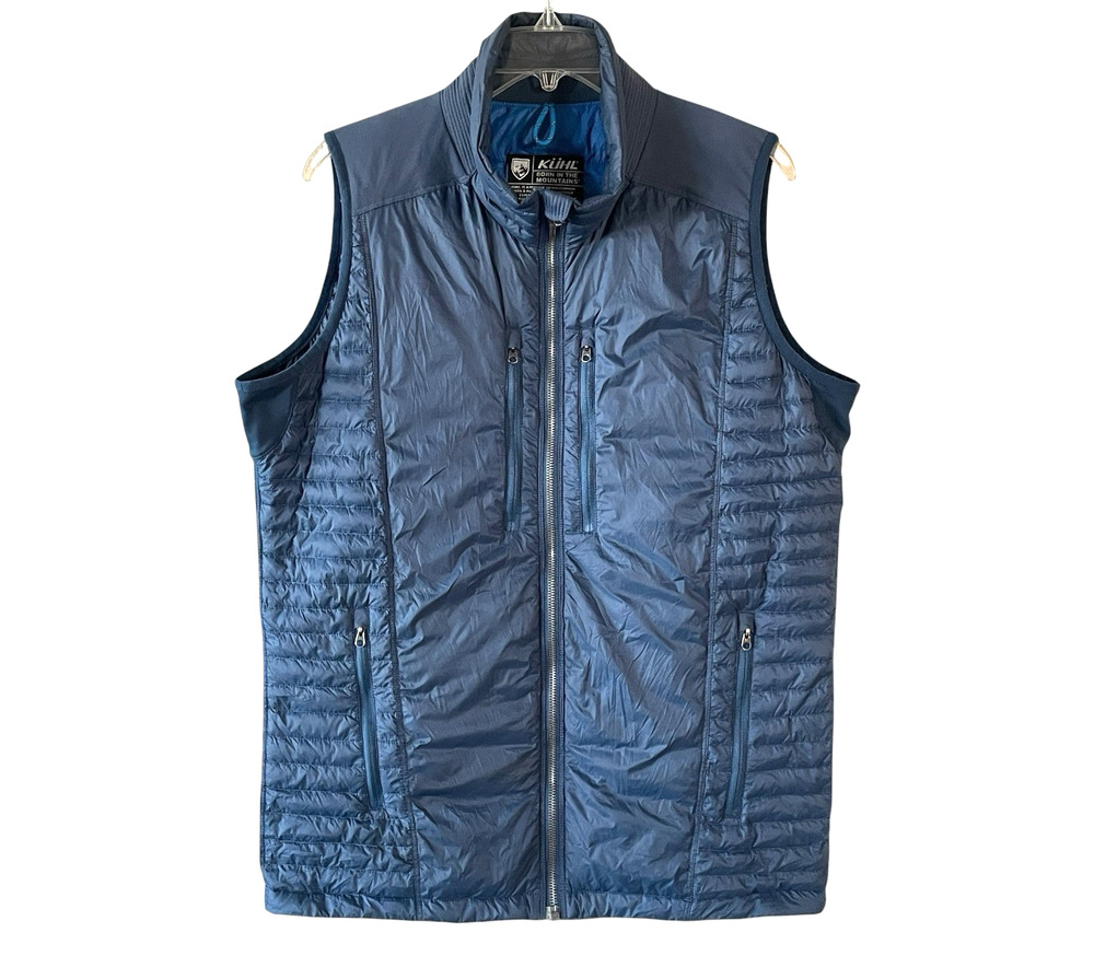 KUHL Projekt Spyfire Men's Size Medium Blue Full-Zip Goose Down Insulated Vest